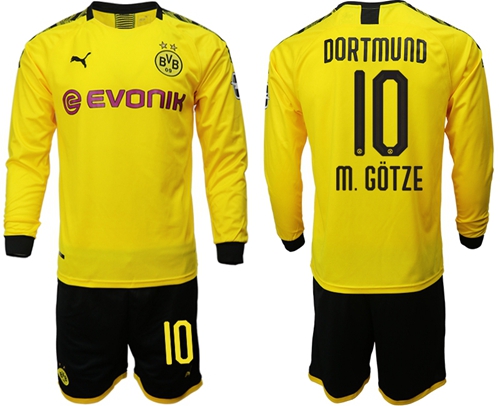 Dortmund #10 M.Gotze Home Long Sleeves Soccer Club Jersey