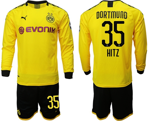 Dortmund #35 Hitz Home Long Sleeves Soccer Club Jersey