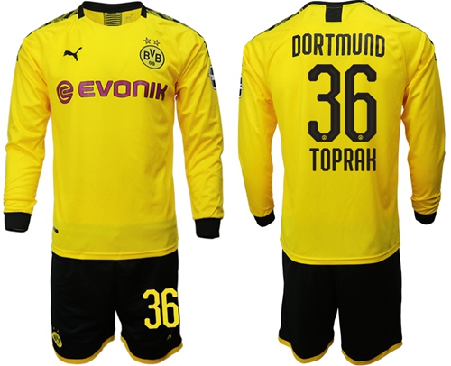 Dortmund #36 Toprak Home Long Sleeves Soccer Club Jersey