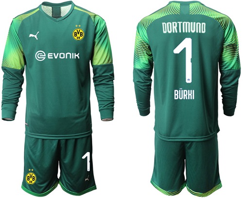 Dortmund #1 Burki Army Green Goalkeeper Long Sleeves Soccer Club Jersey