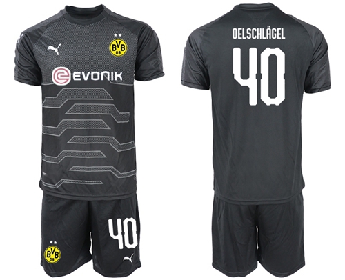 Dortmund #40 Oelschlagel Black Goalkeeper Soccer Club Jersey