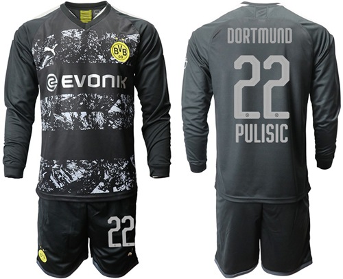 Dortmund #22 Pulisic Away Long Sleeves Soccer Club Jersey