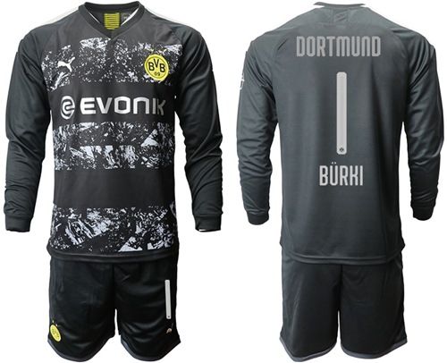 Dortmund #1 Burki Away Long Sleeves Soccer Club Jersey