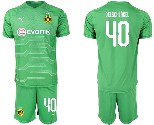 Dortmund #40 Oelschlagel Green Goalkeeper Soccer Club Jersey