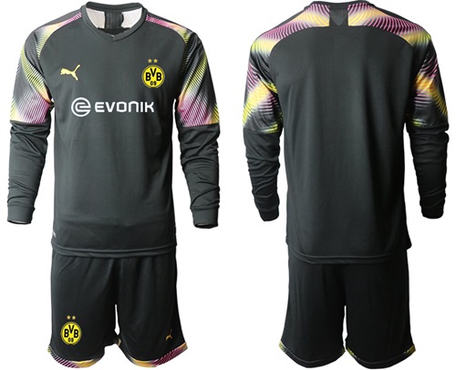 Dortmund Blank Black Goalkeeper Long Sleeves Soccer Club Jersey