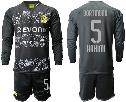 Dortmund #5 Hakimi Away Long Sleeves Soccer Club Jersey