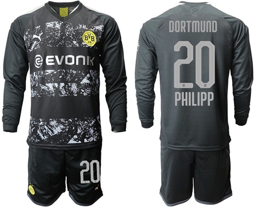 Dortmund #20 Philipp Away Long Sleeves Soccer Club Jersey