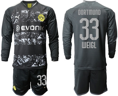 Dortmund #33 Weigl Away Long Sleeves Soccer Club Jersey