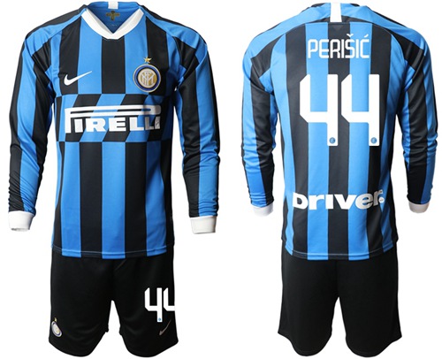 Inter Milan #44 Perisic Home Long Sleeves Soccer Club Jersey