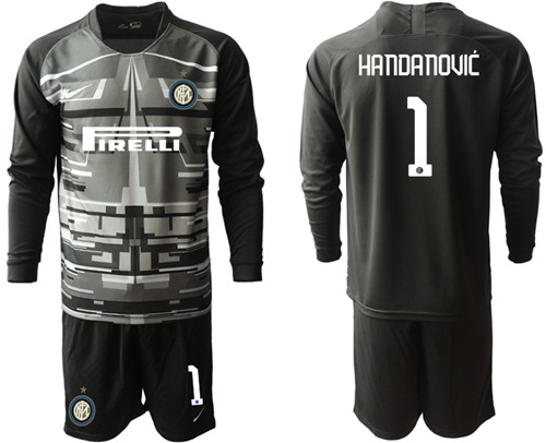 Inter Milan #1 Handanovic Black Goalkeeper Long Sleeves Soccer Club Jersey