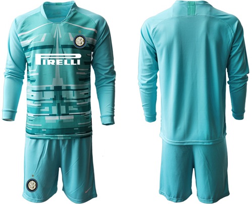 Inter Milan Blank Light Blue Goalkeeper Long Sleeves Soccer Club Jersey