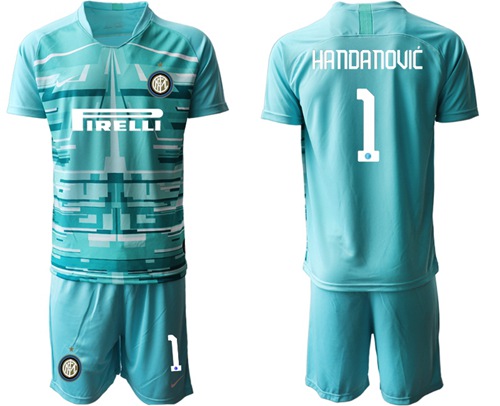 Inter Milan #1 Handanovic Shiny Green Goalkeeper Soccer Club Jersey