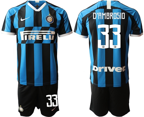 Inter Milan #33 D'Ambrosio Home Soccer Club Jersey