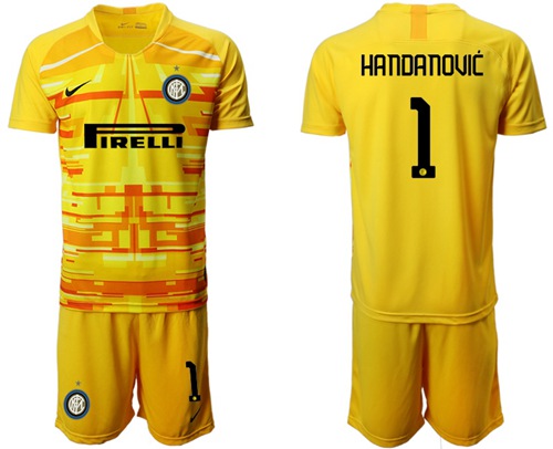 Inter Milan #1 Handanovic Yellow Goalkeeper Soccer Club Jersey