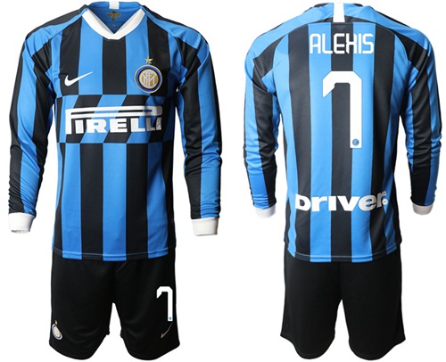 Inter Milan #7 Alexis Home Long Sleeves Soccer Club Jersey