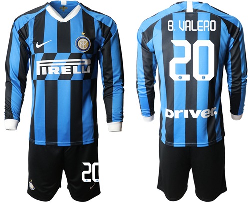 Inter Milan #20 B.Valero Home Long Sleeves Soccer Club Jersey
