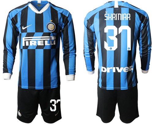 Inter Milan #37 Skriniar Home Long Sleeves Soccer Club Jersey