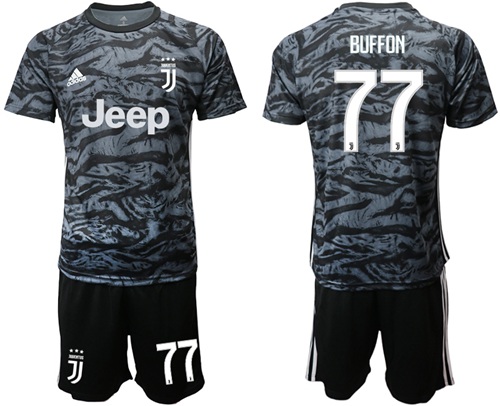 Juventus #77 Buffon Black Goalkeeper Soccer Club Jersey