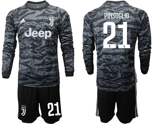 Juventus #21 Pinsoglio Black Goalkeeper Long Sleeves Soccer Club Jersey