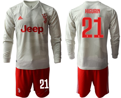 Juventus #21 Higuain Away Long Sleeves Soccer Club Jersey