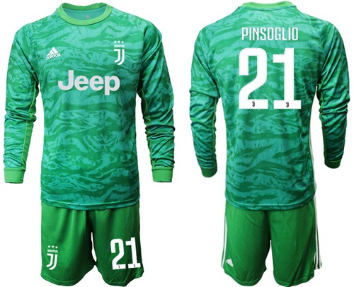 Juventus #21 Pinsoglio Green Goalkeeper Long Sleeves Soccer Club Jersey