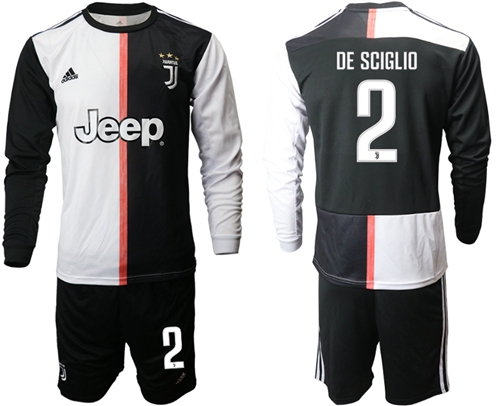 Juventus #2 De Sciglio Home Long Sleeves Soccer Club Jersey