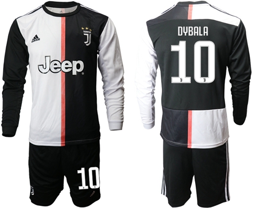 Juventus #10 Dybala Home Long Sleeves Soccer Club Jersey