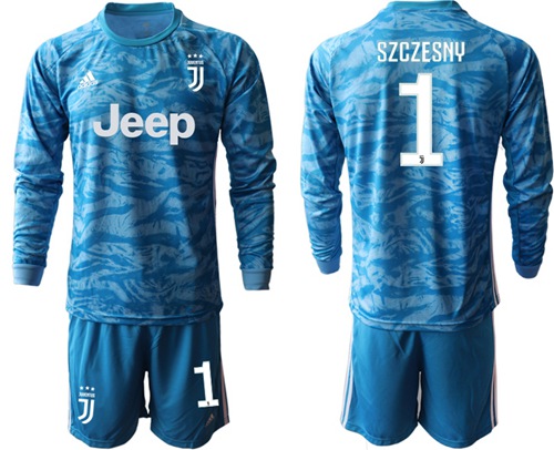 Juventus #1 Szczesny Blue Goalkeeper Long Sleeves Soccer Club Jersey