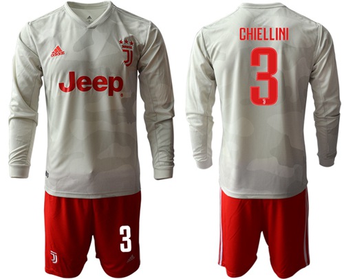Juventus #3 Chiellini Away Long Sleeves Soccer Club Jersey