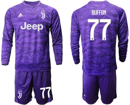 Juventus #77 Buffon Purple Goalkeeper Long Sleeves Soccer Club Jersey