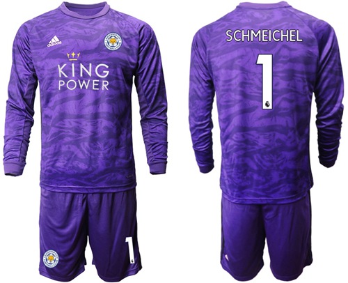 Leicester City #1 Schmeichel Purple Goalkeeper Long Sleeves Soccer Club Jersey