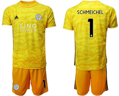 Leicester City #1 Schmeichel Yellow Goalkeeper Soccer Club Jersey