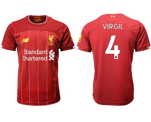 Liverpool #4 Virgil Red Home Soccer Club Jersey
