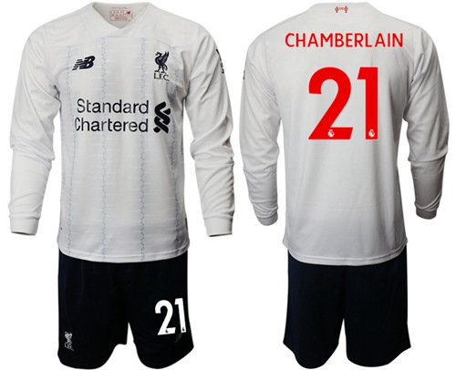 Liverpool #21 Chamberlain Away Long Sleeves Soccer Club Jersey