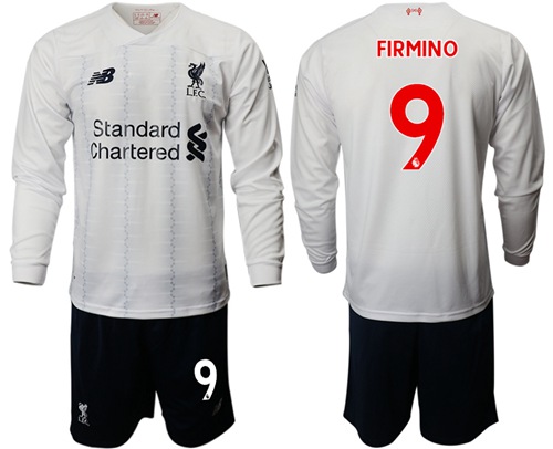 Liverpool #9 Firmino Away Long Sleeves Soccer Club Jersey