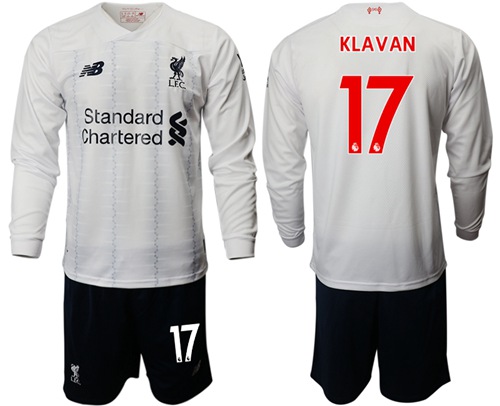 Liverpool #17 Klavan Away Long Sleeves Soccer Club Jersey