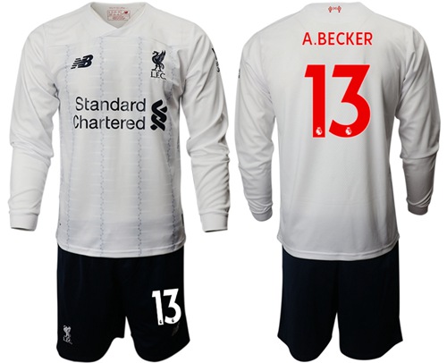 Liverpool #13 A.Becker Away Long Sleeves Soccer Club Jersey
