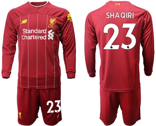 Liverpool #23 Shaqiri Home Long Sleeves Soccer Club Jersey