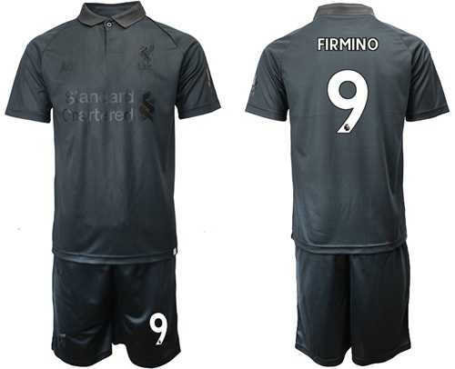 Liverpool #9 Firmino Black Soccer Club Jersey