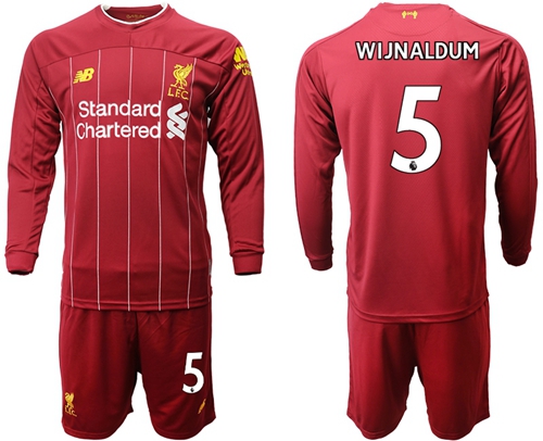 Liverpool #5 Wijnaldum Home Long Sleeves Soccer Club Jersey