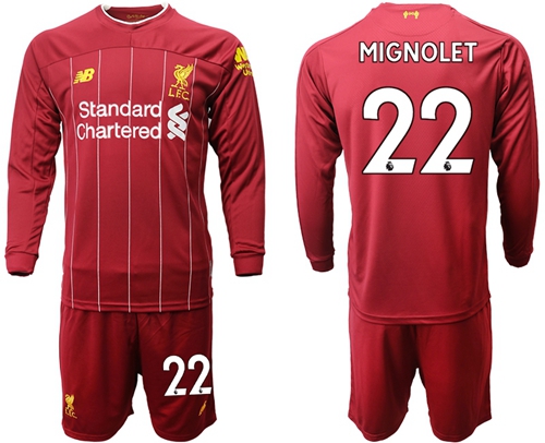 Liverpool #22 Mignolet Home Long Sleeves Soccer Club Jersey