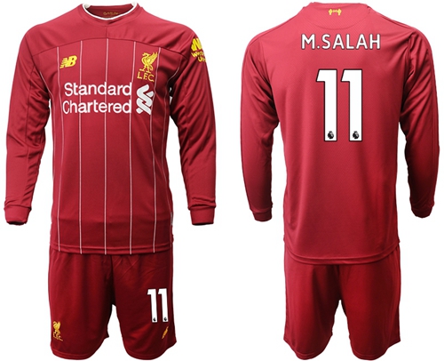 Liverpool #11 M.Salah Home Long Sleeves Soccer Club Jersey