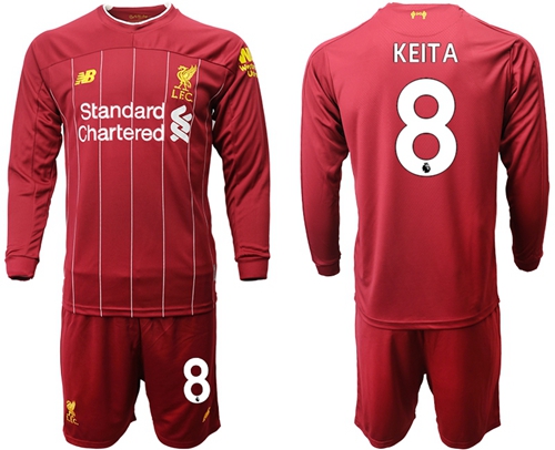 Liverpool #8 Keita Home Long Sleeves Soccer Club Jersey