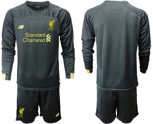 Liverpool Blank Black Goalkeeper Long Sleeves Soccer Club Jersey