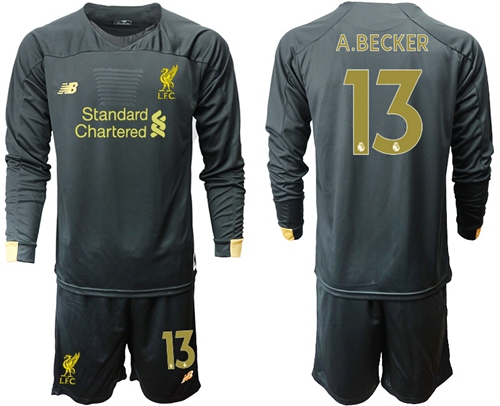 Liverpool #13 A.Becker Black Goalkeeper Long Sleeves Soccer Club Jersey