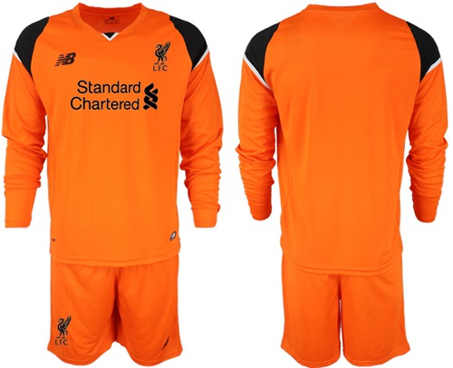 Liverpool Blank Orange Goalkeeper Long Sleeves Soccer Club Jersey