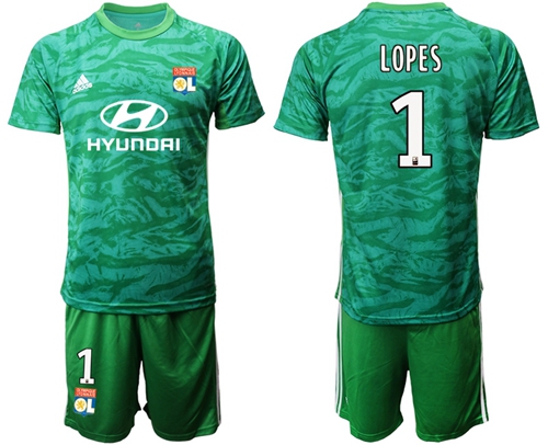 Lyon #1 Lopes Green Goalkeeper Soccer Club Jersey