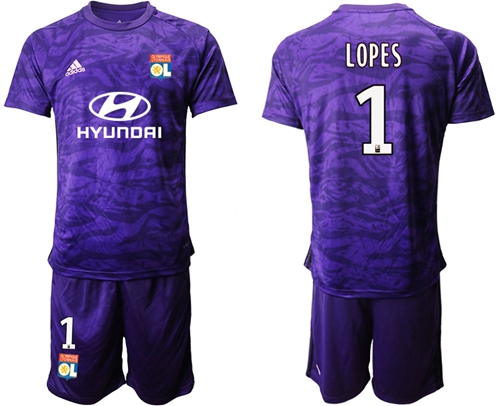 Lyon #1 Lopes Purple Goalkeeper Soccer Club Jersey