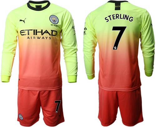 Manchester City #7 Sterling Third Long Sleeves Soccer Club Jersey