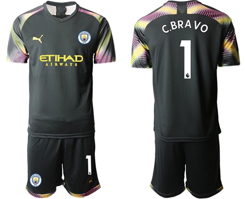 Manchester City #1 C.Bravo Black Goalkeeper Soccer Club Jersey